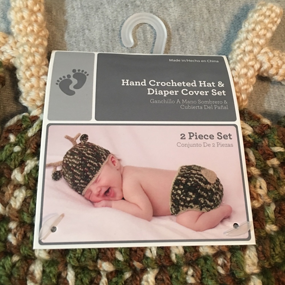 Infant Crochet Diaper & Hat Cover Camouflage Deer